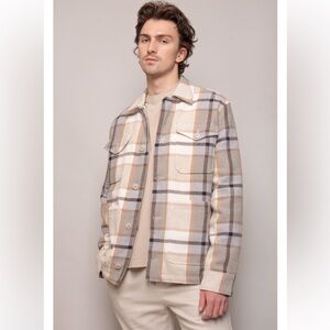 SAMSOE SAMSOE PLUM PLAID STRIPE SHIRT FALL JACKET SHACKET GOOD COND SIZE MED